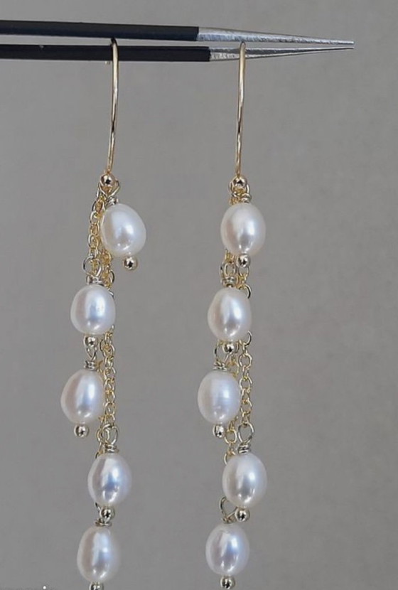 Boucles d'oreilles en perles de culture naturelles plaqué or jaune 14k – sans marque, Cadeaux, Gold (photo 3 of 5)