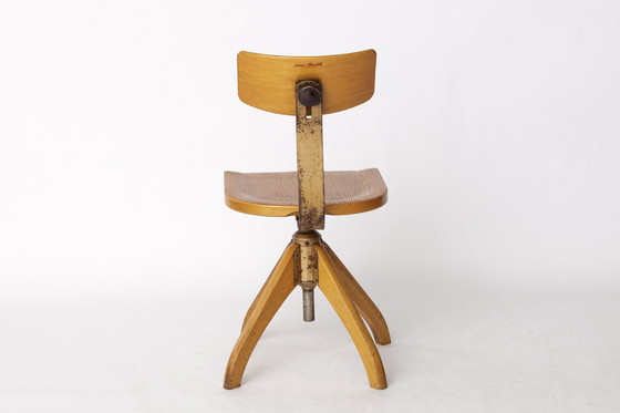 Image 1 of Industrial Swivel Chair by Ama Elastik – 1950s Vintage Bauhaus Design, Wood & Metal