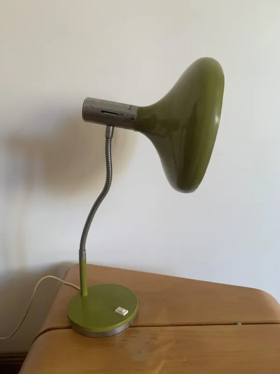 Lampe de bureau vintage Space Age, Années 70, Métal, Vert, Mid Century Modern (photo 3 sur 10)