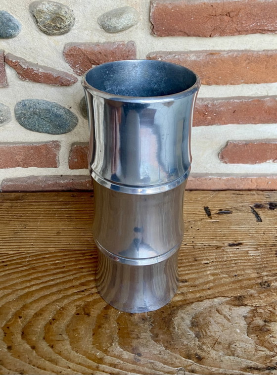 Vintage vaas van gegoten aluminium met bamboemotief – jaren 80 – Vazen (photo 3 of 5)
