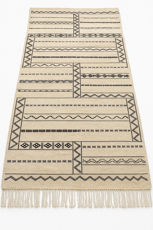 Chemin de table Kelim authentique tissé à la main – 290 x 100 cm – Art berbère des montagnes de l'Atlas