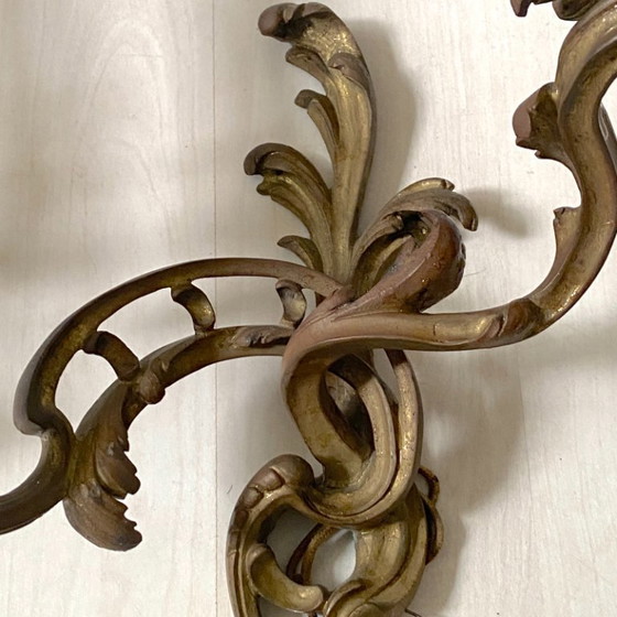 Image 1 of Paar bronzene Wandleuchten im Stil Louis XV