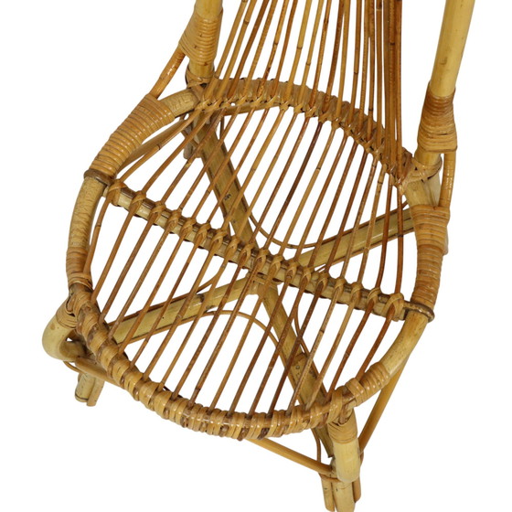 Image 1 of Silla de ratán de bambú boho de mediados de siglo