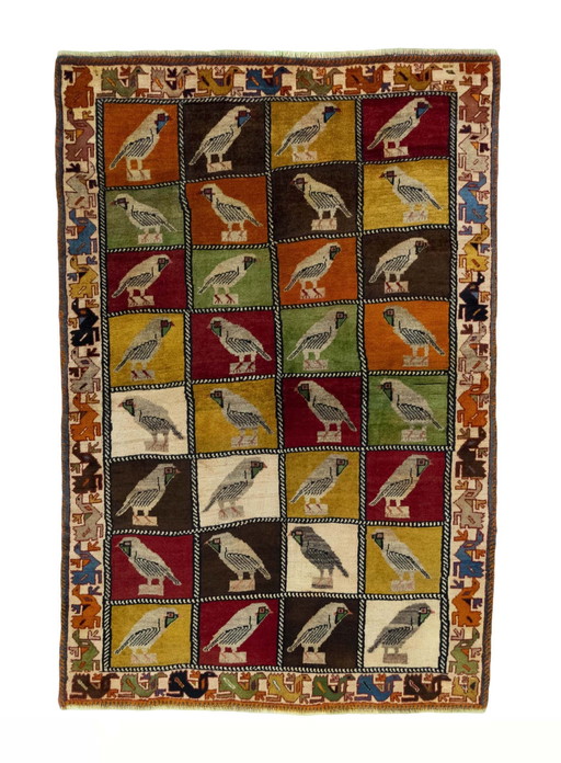 Alfombra nómada Gabbeh anudada a mano – 187 x 128 cm