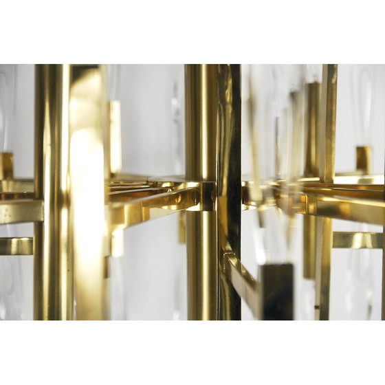 Image 1 of Italian Brass Chandelier with Glass Icicles by Gaetano Sciolari - 1970s