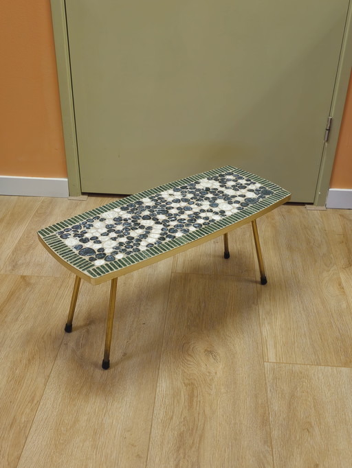 Vintage Rectangular Mosaic Side Table Blue Green