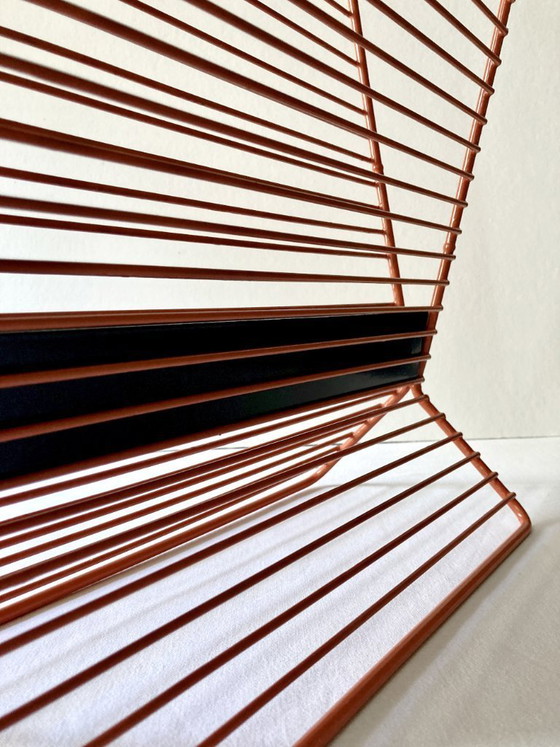 Image 1 of Wire metal magazine rack with triangular compartment, 1950s