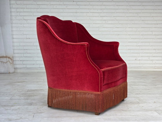 Años 70, Sillón danés, Terciopelo para muebles, Patas de madera de fresno. – Sillones, Velvet, Wood (photo 21 of 21)