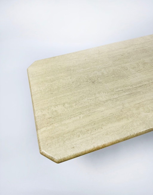 Table basse vintage des années 1970 en travertin