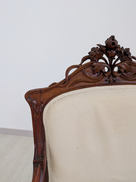 Image 1 of Art Nouveau - Sessel (2) - Holz, Stoff