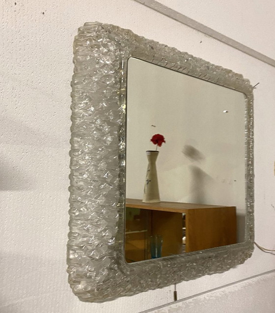 IJsspiegel van Egon Hillebrand, vierkant met licht, jaren 70 – Plexiglass, Metal (photo 4 of 15)