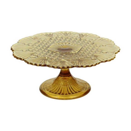 Image 1 of Art Deco Amber Taartplateau