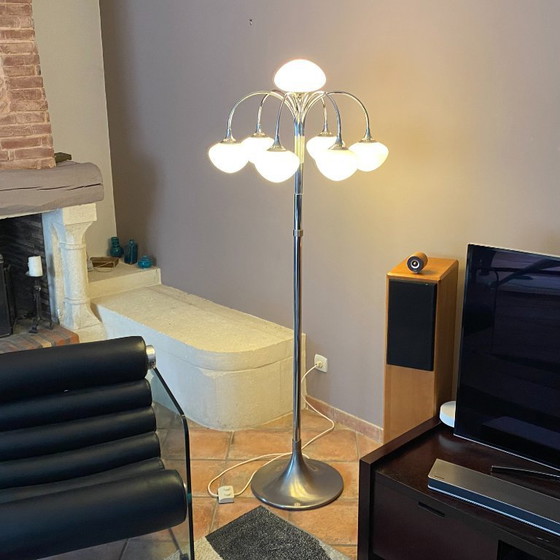 Image 1 of Sciolari Waterfall vloerlamp. 1970. Ruimtevaarttijdperk.