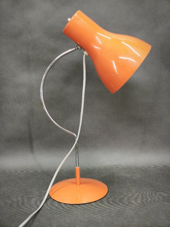 Josef Hůrka Orange Tischlampe für Napako, Tschechoslowakei, 1960er Jahre – Tischlampen, Metal (photo 4 of 12)