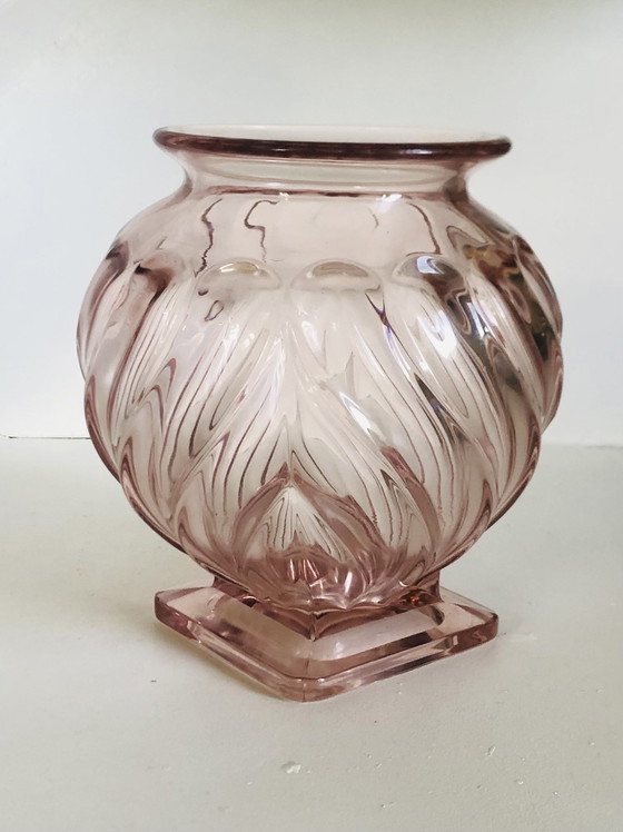 Image 1 of Vaso in vetro Rosaline in stile Art Déco di Rudolf Schrötter per Inwald
