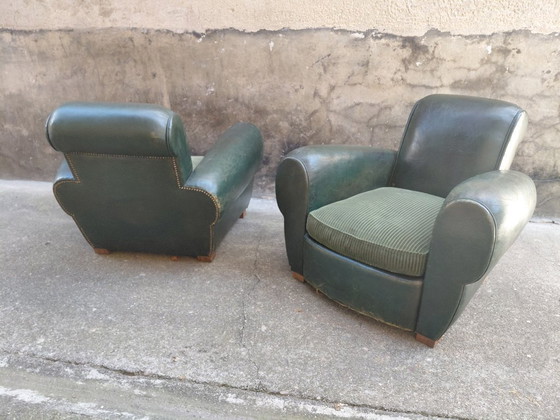 Image 1 of Pair of leather club chairs