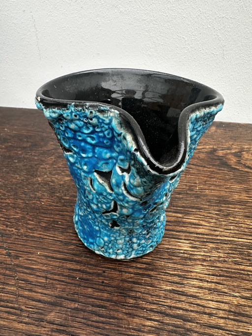 Mini jarra decorativa azul Fat Lava - Esmaltes glaciares - Atelier du Cyclope