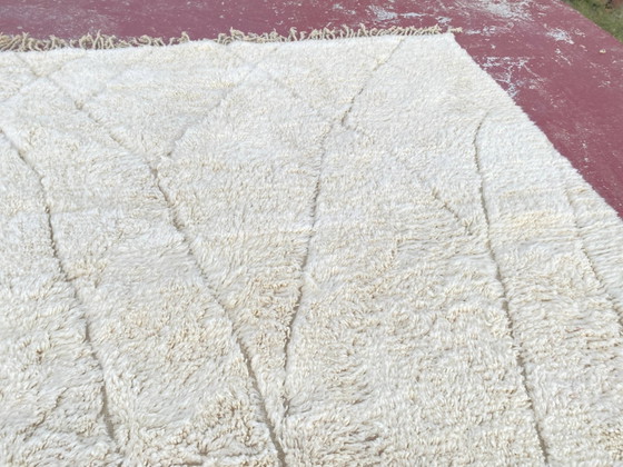 Large cream Beni Ouarain rug with tone-on-tone diamond pattern – 300 x 200 cm – Rugs & carpets, Wool, Cotton (photo 7 of 11)