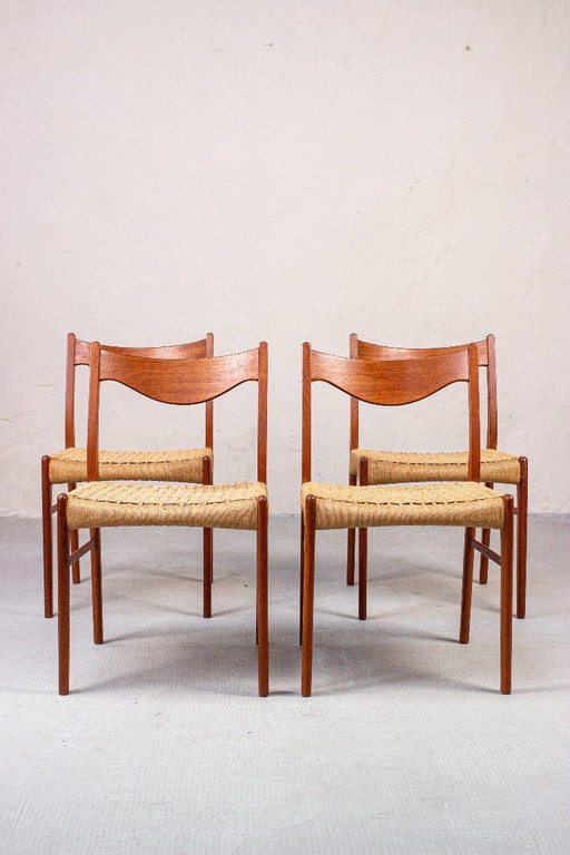4 sedie Arne Wahl Iversen in teak, design danese, metà secolo, anni '60 – eetkamerstoelen, Wood