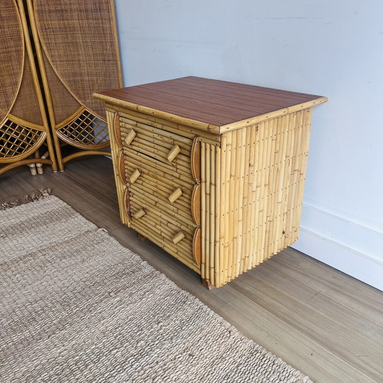 Image 1 of Rohe Noordwolde bamboe rotan ladekast nachtkastje 