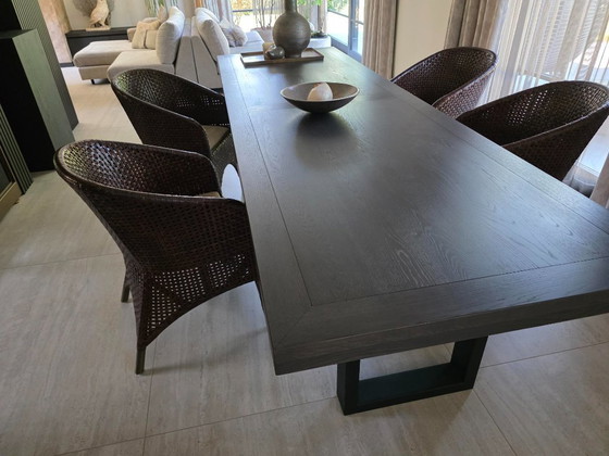 4 M Design Dark Brown Woven Leather Dining Chairs – M Desighn (photo 4 of 17)