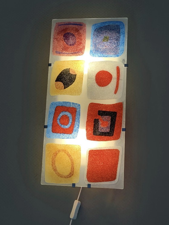 Image 1 of Lampada da parete vintage IKEA GYLLEN con pannello in vetro, anni '90