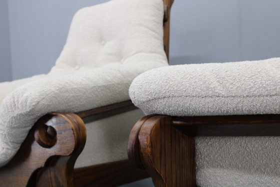 Image 1 of Coppia di poltrone brutaliste in rovere, Cecoslovacchia, anni '70