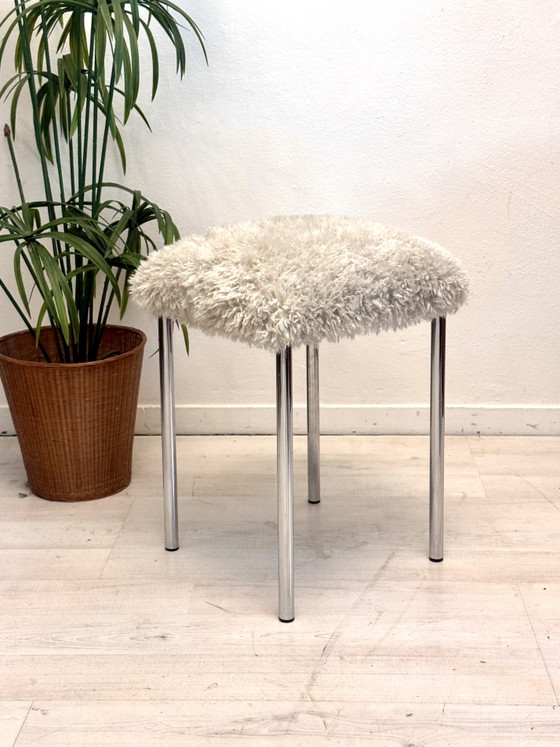 Image 1 of Vintage chrome tubular frame stool