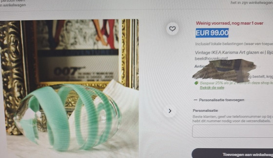 Ikea Björn Rönnquist Design Karisma Art glass egg, 1990s. – Glass art (photo 8 of 8)