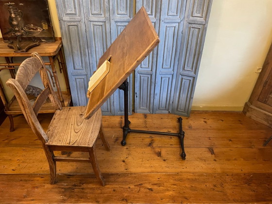 Elkhart Bedside Table Reading Table Lectern Sidway Table French antique, Wood, Iron, Black (photo 23 of 23)