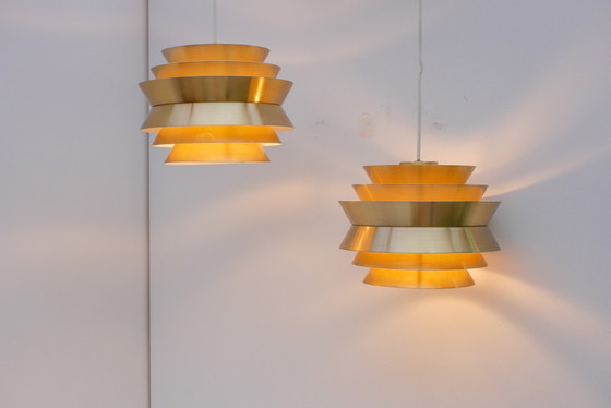 Lampade a sospensione Trava in metallo color ottone di Carl Thore, Svezia, prodotte da Granhaga – Applique (photo 10 of 13)
