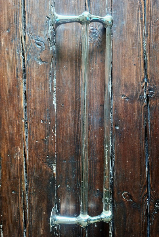 Image 1 of Portasciugamani doppio vintage in vetro massiccio e ottone – da parete per bagno in stile retrò – Funzionale e decorativo