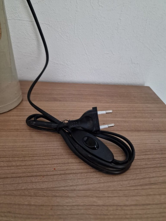 Image 1 of Stoneware lamp with black raffia lampshade