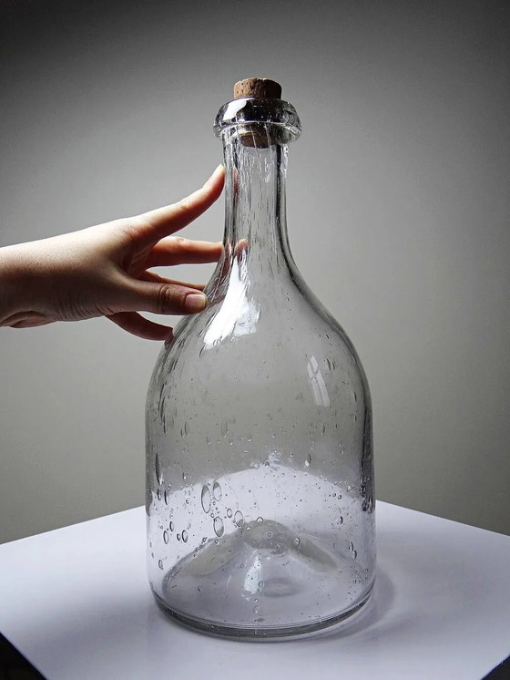 Grande bottiglia antica in vetro soffiato con bolle, inizio XX secolo. – Bicchieri e caraffe, Cristallo (photo 15 of 16)