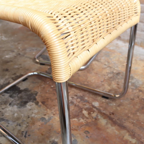 Image 1 of Set 4 rieten buisframe Chroom design jaren 80