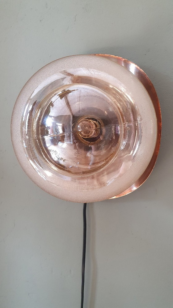 Image 1 of Lampada da parete vintage in rame e vetro - Jugoslavia - Metà secolo