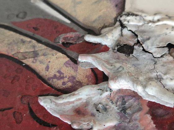 Image 1 of MART SIGNED (New Pop Street Art oder Urban Pop). Ohne Titel, 2021. Collage und Mischtechnik auf Holzplatte – 110 × 72 × 2 cm