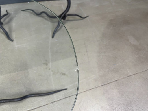Vintage wrought iron and glass coffee table set, 1970s - Belgium