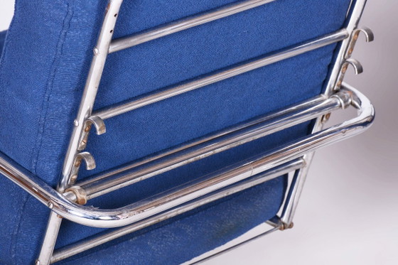 Origineel Bauhaus-paar fauteuils, verchroomd staal, Zwitserland, jaren 1930 – SAB Prague, Metal, Textile (photo 10 of 18)