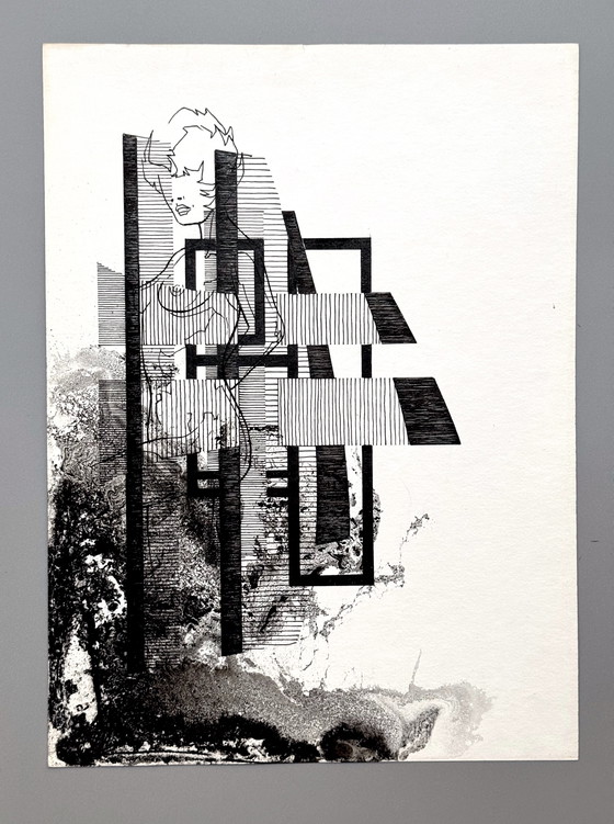 Image 1 of Eugène Eechaut (1928-2019) - Ink Composition, Female Form. 1981