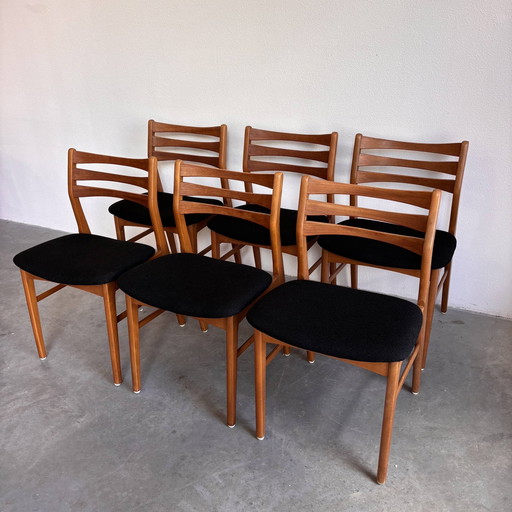 Set of 6 vintage Danish chairs teak - beech