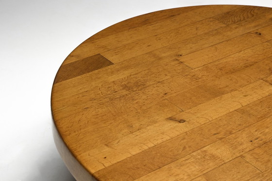 Image 1 of Brutalist Round Coffee Table in Solid Wood, France, 1960s