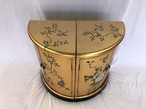 Unique Chinese Halfround Cabinet with Birds