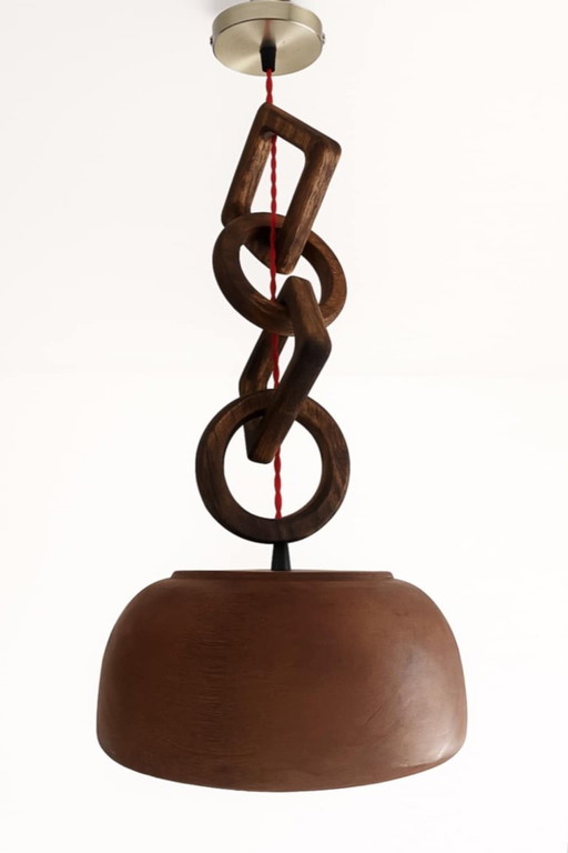 Teakholz-Pendelleuchte im skandinavischen Stil