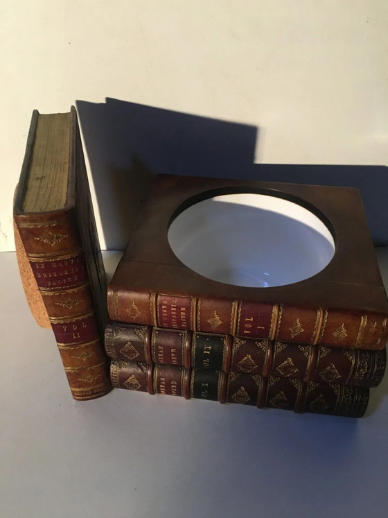 Stacked book ice bucket made of wood and leather – Bowls, Vintage (photo 2 of 13)