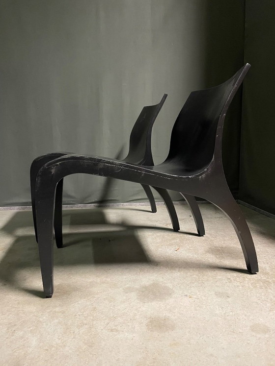 Paire de chaises longues sculpturales en contreplaqué, Lente, Fauteuils d'appoint, Bois, Noir, Modern (photo 9 sur 9)