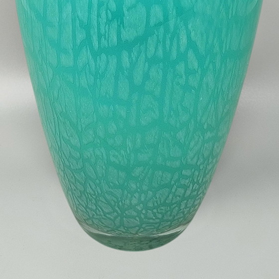 Image 1 of 1970 Vase vert exquis fait à la main par V.A.M. en verre de Murano, fabriqué en Italie