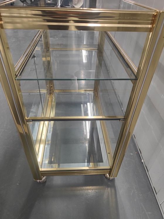 Image 1 of Table Chariot de Bar Français Or Chrome Paris par Pierre Vandel 1960s