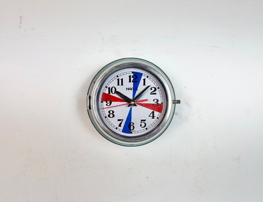 Vintage Blue Hanil Maritime Wall Clock, 1980s
