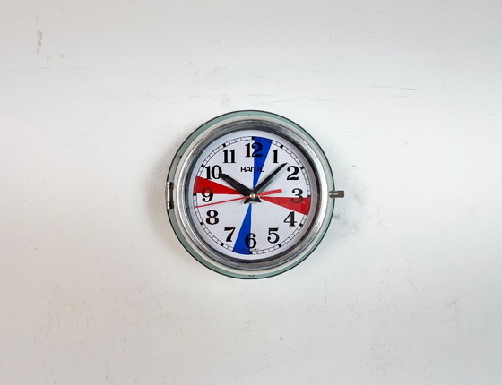 Image 1 of Vintage blauwe Hanil maritieme wandklok, jaren 80